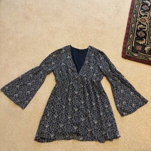 LUCCA (Urban Outfitters) Fluted Sleeve Floral Mini Dress